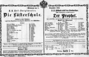 Theaterzettel (Oper und Burgtheater in Wien) 18531207 Seite: 1