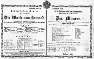 Theaterzettel (Oper und Burgtheater in Wien) 18531210 Seite: 1