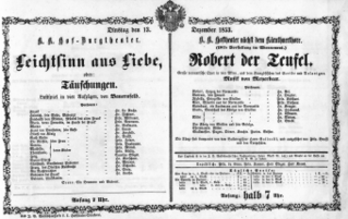 Theaterzettel (Oper und Burgtheater in Wien) 18531213 Seite: 1