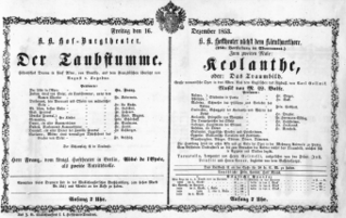 Theaterzettel (Oper und Burgtheater in Wien) 18531216 Seite: 1