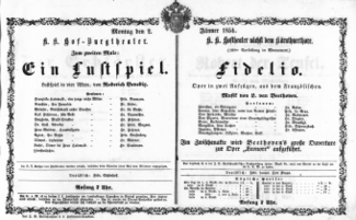 Theaterzettel (Oper und Burgtheater in Wien) 18540102 Seite: 1