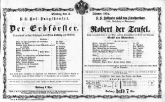 Theaterzettel (Oper und Burgtheater in Wien) 18540103 Seite: 1