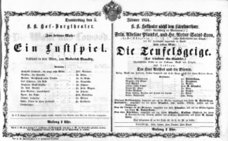 Theaterzettel (Oper und Burgtheater in Wien) 18540105 Seite: 1