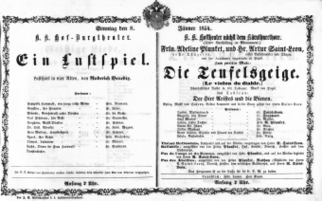 Theaterzettel (Oper und Burgtheater in Wien) 18540108 Seite: 1