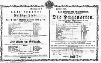 Theaterzettel (Oper und Burgtheater in Wien) 18540109 Seite: 1