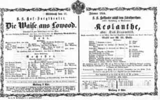 Theaterzettel (Oper und Burgtheater in Wien) 18540111 Seite: 1