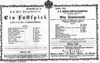 Theaterzettel (Oper und Burgtheater in Wien) 18540112 Seite: 1
