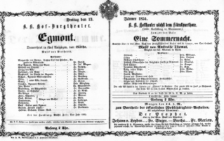 Theaterzettel (Oper und Burgtheater in Wien) 18540113 Seite: 1