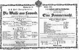 Theaterzettel (Oper und Burgtheater in Wien) 18540116 Seite: 1