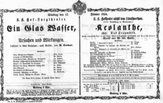 Theaterzettel (Oper und Burgtheater in Wien) 18540117 Seite: 1