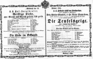 Theaterzettel (Oper und Burgtheater in Wien) 18540118 Seite: 1