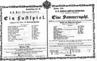 Theaterzettel (Oper und Burgtheater in Wien) 18540119 Seite: 1