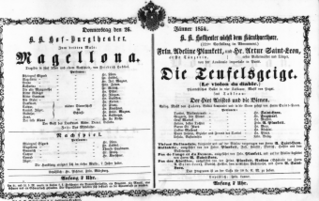 Theaterzettel (Oper und Burgtheater in Wien) 18540126 Seite: 1