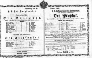 Theaterzettel (Oper und Burgtheater in Wien) 18540128 Seite: 1