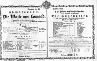 Theaterzettel (Oper und Burgtheater in Wien) 18540129 Seite: 1