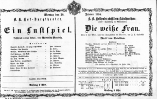 Theaterzettel (Oper und Burgtheater in Wien) 18540130 Seite: 1