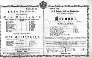 Theaterzettel (Oper und Burgtheater in Wien) 18540131 Seite: 1
