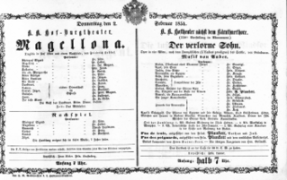 Theaterzettel (Oper und Burgtheater in Wien) 18540202 Seite: 1