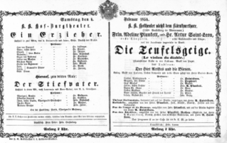 Theaterzettel (Oper und Burgtheater in Wien) 18540204 Seite: 1