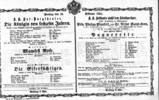 Theaterzettel (Oper und Burgtheater in Wien) 18540210 Seite: 1
