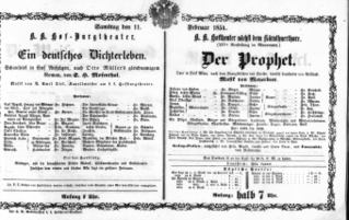 Theaterzettel (Oper und Burgtheater in Wien) 18540211 Seite: 1