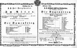 Theaterzettel (Oper und Burgtheater in Wien) 18540214 Seite: 1