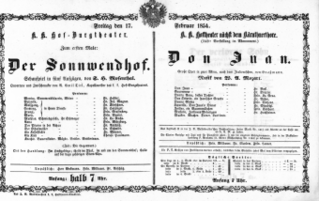 Theaterzettel (Oper und Burgtheater in Wien) 18540217 Seite: 1