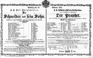 Theaterzettel (Oper und Burgtheater in Wien) 18540219 Seite: 1