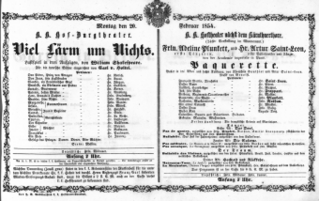 Theaterzettel (Oper und Burgtheater in Wien) 18540220 Seite: 1
