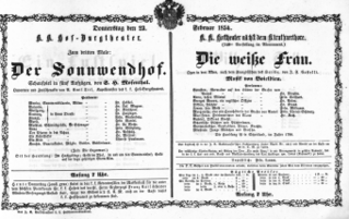 Theaterzettel (Oper und Burgtheater in Wien) 18540223 Seite: 1