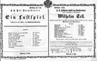 Theaterzettel (Oper und Burgtheater in Wien) 18540224 Seite: 1