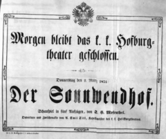 Theaterzettel (Oper und Burgtheater in Wien) 18540302 Seite: 1