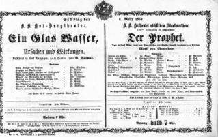 Theaterzettel (Oper und Burgtheater in Wien) 18540304 Seite: 1