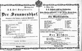 Theaterzettel (Oper und Burgtheater in Wien) 18540306 Seite: 1