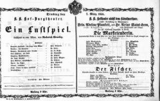 Theaterzettel (Oper und Burgtheater in Wien) 18540307 Seite: 1