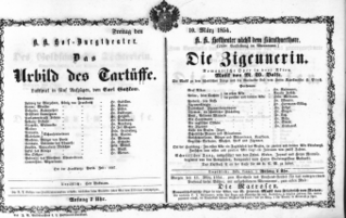 Theaterzettel (Oper und Burgtheater in Wien) 18540310 Seite: 1