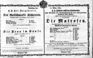 Theaterzettel (Oper und Burgtheater in Wien) 18540311 Seite: 1