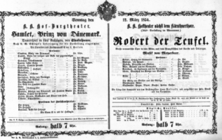 Theaterzettel (Oper und Burgtheater in Wien) 18540312 Seite: 1