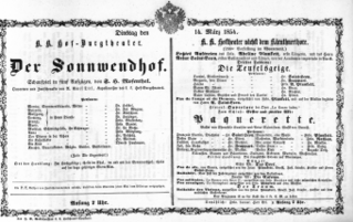 Theaterzettel (Oper und Burgtheater in Wien) 18540314 Seite: 1