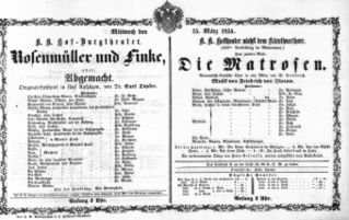 Theaterzettel (Oper und Burgtheater in Wien) 18540315 Seite: 1