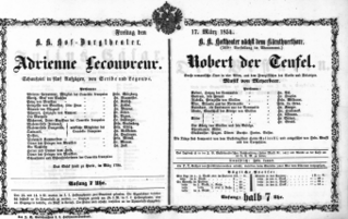 Theaterzettel (Oper und Burgtheater in Wien) 18540317 Seite: 1