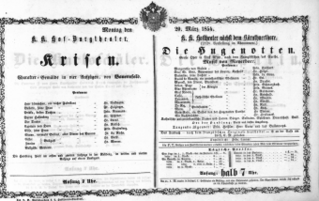 Theaterzettel (Oper und Burgtheater in Wien) 18540320 Seite: 1
