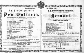 Theaterzettel (Oper und Burgtheater in Wien) 18540323 Seite: 1