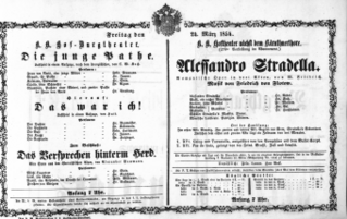 Theaterzettel (Oper und Burgtheater in Wien) 18540324 Seite: 1