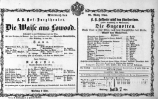 Theaterzettel (Oper und Burgtheater in Wien) 18540329 Seite: 1