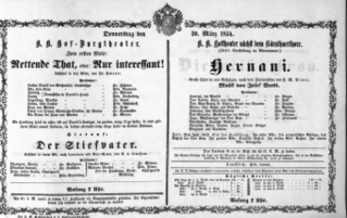 Theaterzettel (Oper und Burgtheater in Wien) 18540330 Seite: 1