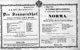 Theaterzettel (Oper und Burgtheater in Wien) 18540401 Seite: 1