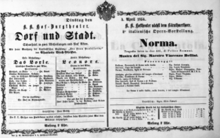 Theaterzettel (Oper und Burgtheater in Wien) 18540404 Seite: 1