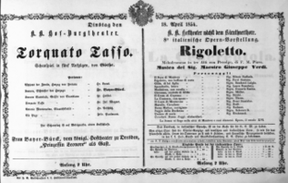 Theaterzettel (Oper und Burgtheater in Wien) 18540418 Seite: 1