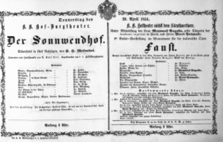 Theaterzettel (Oper und Burgtheater in Wien) 18540420 Seite: 1